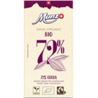 MUNZ Swiss Organic Noir 72%  100g 12x4.95